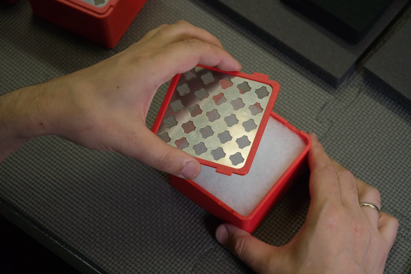 The mesh and fiber filter assembly used in PewCB One