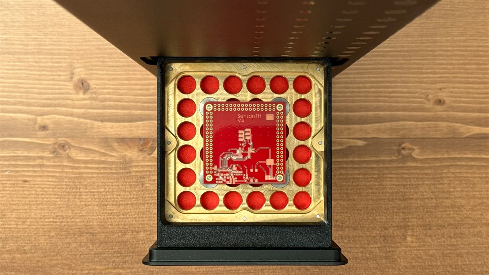 Top side of a PCB fabricated in the PewCB work tray